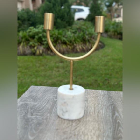 MARBLE AND GOLD CANDLE HOLDER - Picture 1 of 5